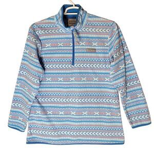 Love and Pineapples Quarter Zip Fleece Jacket Womens Size L Blue